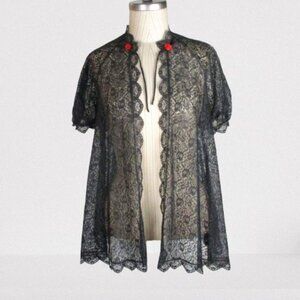 Black Lace Jacket Bathing Suit Cover-up Vintage 1960s